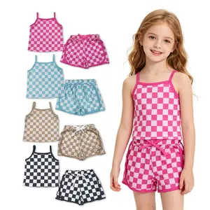 Adorable Checkerboard Crop Top & Shorts Set  Summer Vibes for Cute Girls! Super Comfy & Stylish Outfits Gift Set