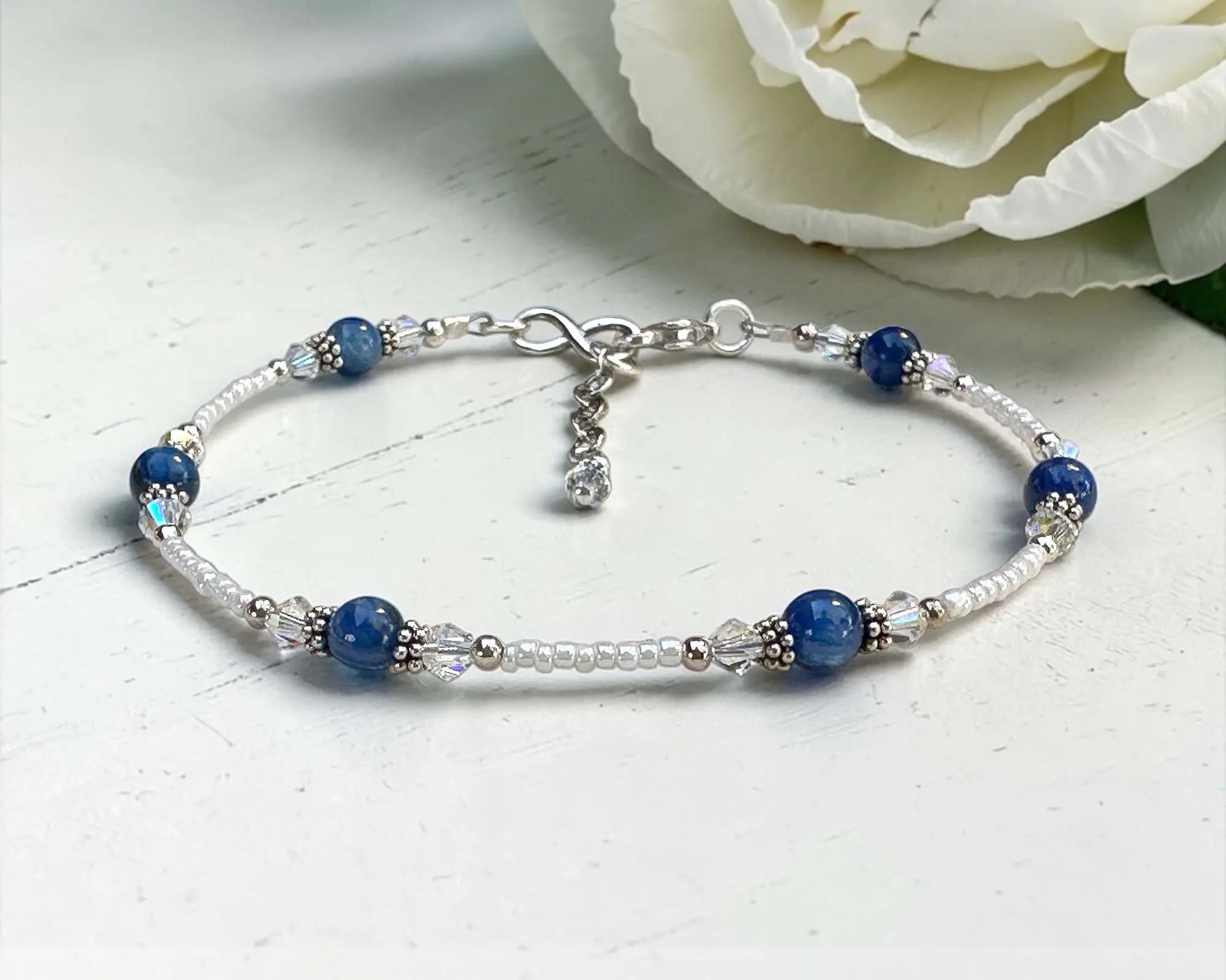 9" Adjustable Something Blue Infinity Wedding Anklet