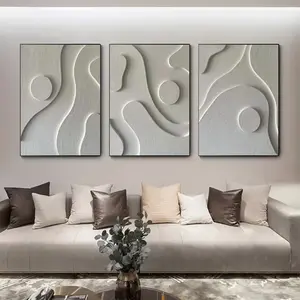 3pcs Modern Bohemian Abstract 3D Texture Wall Art, Unique Artwork, Minimalist Bedroom Home Decor Wall Decoration Canvas Prints, Unframed Living Room Background Poster