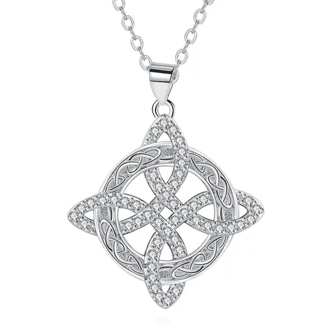 DRINSPER Mystical Hecate Goddess Witches Knot Alloy Necklace - Ethnic Celtic Knot Copper Pendant with Gemstone Accents, 1 x Pendant, Daily Women's Exquisite Jewelry Gift, Protective Amulet Accessory
