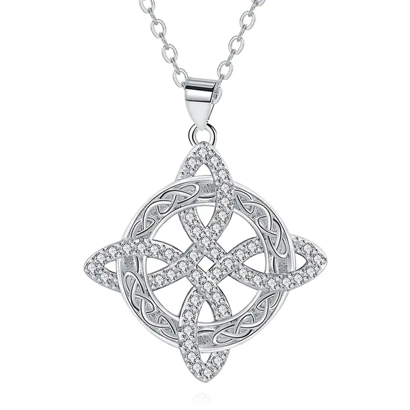 DRINSPER Mystical Hecate Goddess Witches Knot Alloy Necklace - Ethnic Celtic Knot Copper Pendant with Gemstone Accents, 1 x Pendant, Daily Women's Exquisite Jewelry Gift, Protective Amulet Accessory