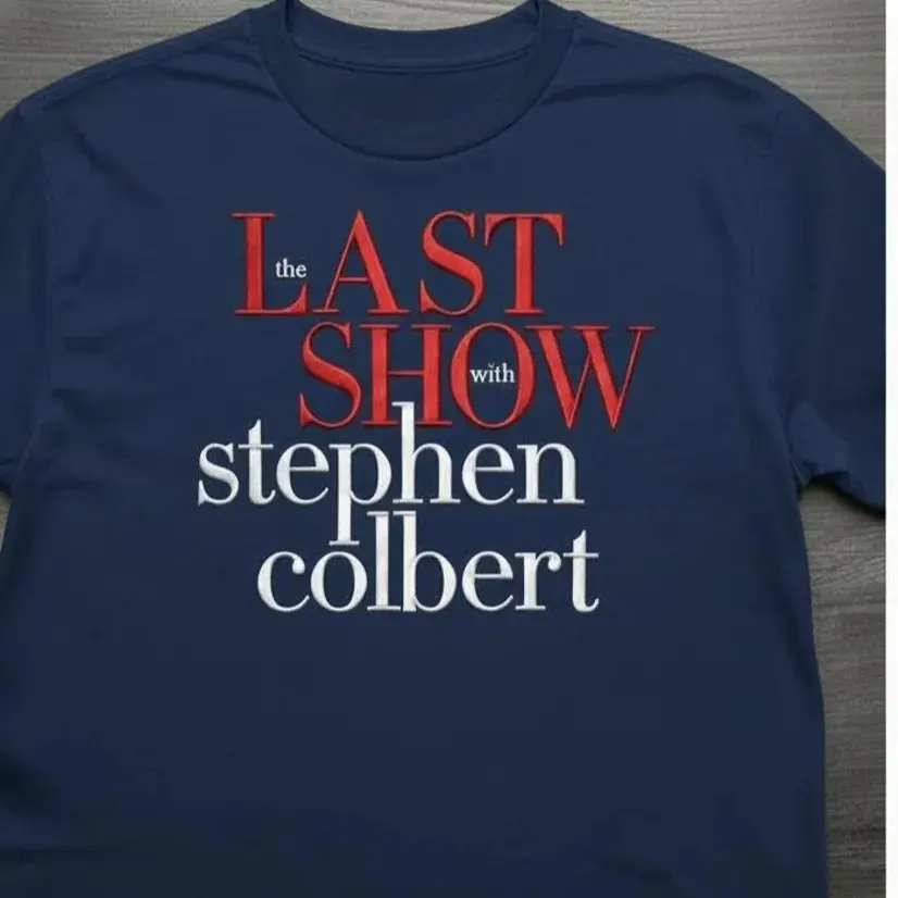 2 sides The Last Show with Stephen Colbert 2026 Embroidered Shirt, Funny Talk Show Parody T-Shirt, Late Night Humor Tee, Comedy Fan Gift