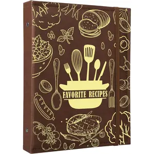 Recipe Notebook with PU Leather Cover, Recipe Book to Write in Your Own Recipes, 8.5" x 11" Removable Recipe Journal Binder with 6 Dividers Holds 160 Recipes