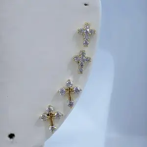 Cross stud earrings #0480