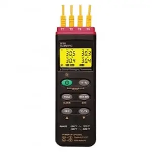 Sper Scientific 4-Channel Datalogging Thermocouple Probe Thermometer, Includes Batteries, Software, 2 Beaded Wire Probes, 0.5% Rdg + 1C / 2F Accuracy, 0.525 lbs Weight
