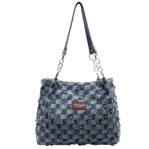 Fashion Striped Handbag, Women's Large Capacity Shoulder Bag, Zipper Work Tote Bag for Daily Use, Minimalist Chain Everyday Bag for Teen Girls, Women, College, Business, Commute