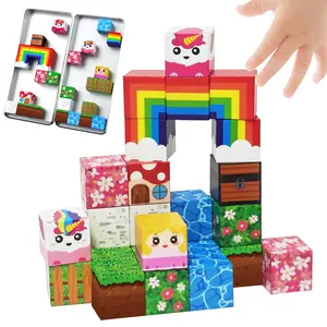 Rainbow Unicorn Magnetic Block Set, Magnet Cubes Tiles, Stem Magnetic Blocks, Children's Free Building Toys, Preschool STEM Educational Sensory Magnet Toys for Kids, Suitable for Halloween and Christmas Gifts for Boys and Girls over 3 Years Old