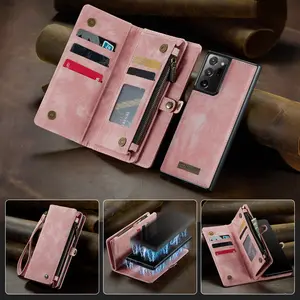 Samsung Galaxy Note20 Ultra Wallet Case Cover, Card Holder & Magnetic Stand, Compatible with Note10 Plus & Note20/10, Zipper Closure