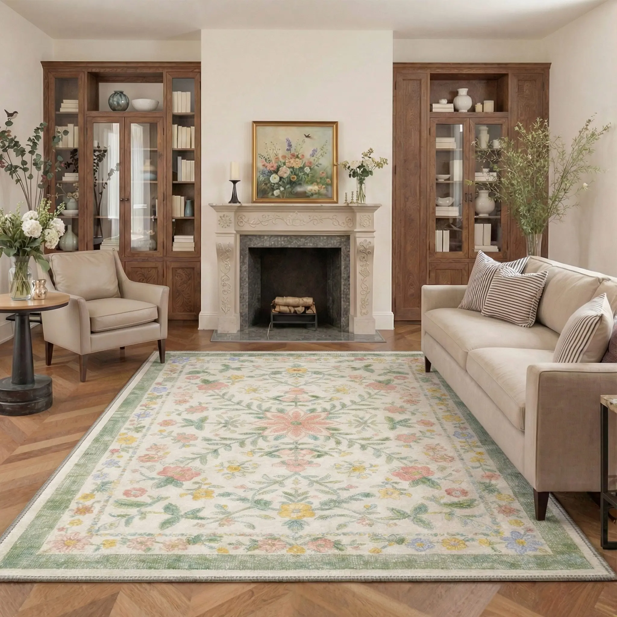 【Deals For You Days】GENIMO Area Rug – Machine Washable, Pet Friendly, Non-Slip Floor Rug, Soft Home Carpet, Ideal Living Room, Bedroom, Kitchen, Hallway Decor ,ARF2625-BLOOM