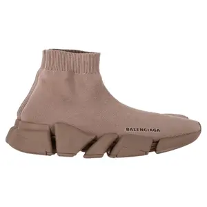 Pre-owned Balenciaga Balenciaga Speed 2.0 Knit Sneakers In Beige Polyester by Rebag