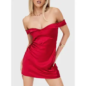 Alizae Off Shoulder Mini Dress Red