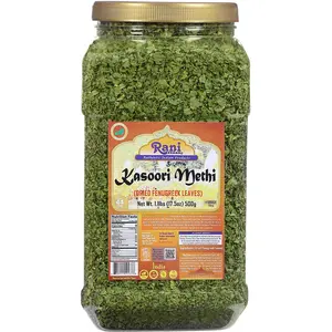Rani Fenugreek Leaves Dried (Kasoori Methi) 17.5oz (1.1lbs) 500g PET Jar ~ All Natural | Vegan | Gluten Friendly | NON-GMO | Kosher | Indian Origin