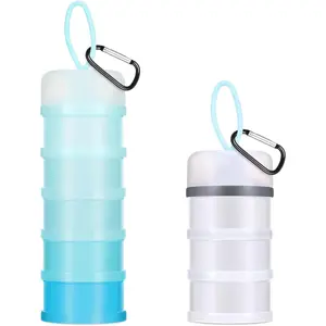 Travel Supplement Containers with Funnels Stand 2 Count 5 & 3 Layers Stackable  Holder for Gym Kitchen White Blue