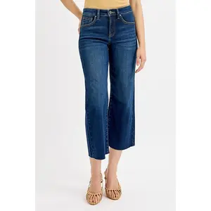 RISEN Full Size Tummy Control High Rise Crop Wide Jeans Plus Size