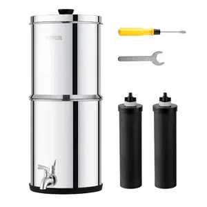 VEVOR Gravity-fed Water Filter System, 2.25G 304 Stainless-Steel Countertop System, Water Filtration System, Reduces Lead and up to 99 of Chlorine, with 2 Carbon Filters Spigot, for Home Camping RVVEVOR Super Brand Day
