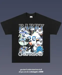 [Sale Up To 50%] Barry Sanders Tee, American Football Graphic Tee T-Shirt And Sweatshirt, Menswear Crew Neck Football Streetwear T-Shirt, Unisex Casual Regular Fit Cotton Tops, Good Vintage Hip-Hop Bold Retro Apparel, Men Round Neck Y2K Sports Tees