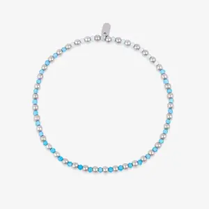 Ball Bead and Stone Stretch Anklet