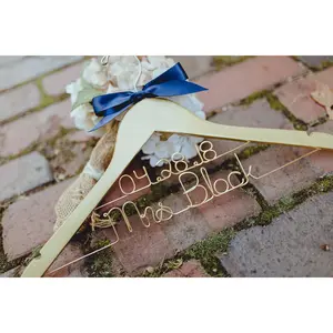 'Bride' Personalized Hanger - Glitter Gold or Silver - Wedding Dress Photos  Prop and Keepsake wooden hanger Wooden Wedding Organiser Smooth