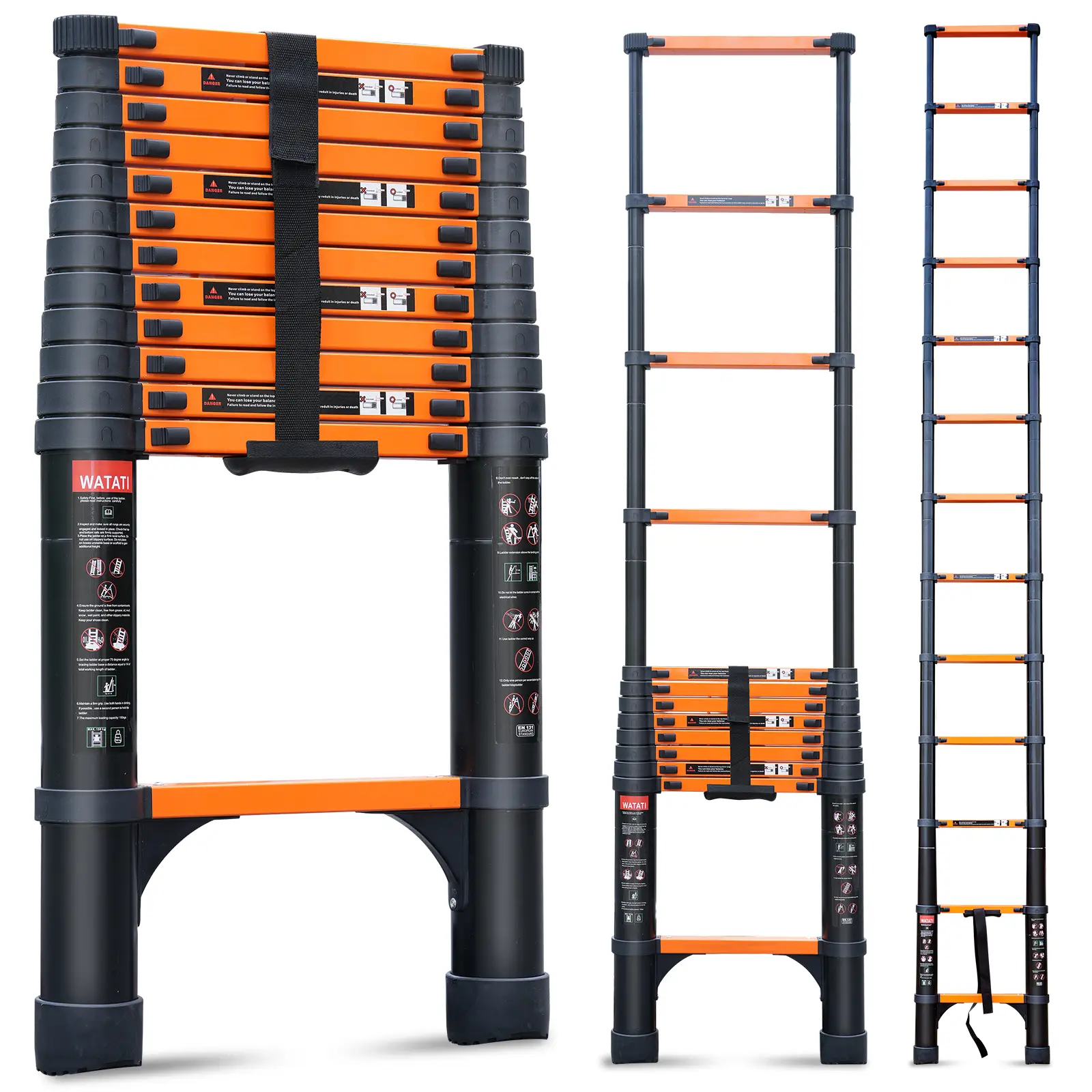 Telescopic ladder 20.3ft Aluminum extension ladder, Heavy Duty 330lbs Max Capacity,with 2 Triangle Stabilizers, Multi-Purpose Collapsible Ladder