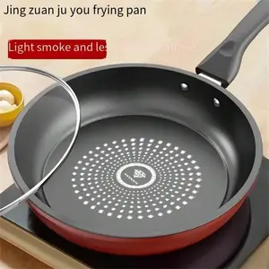 9.5 Inch (24cm) Red Non-Stick Frying Pan with Tempered Glass Lid, Diamond Coated Skillet with Even Heat Distribution, Food-Grade Cookware Compatible with All Stovetops for Daily Kitchen Cooking