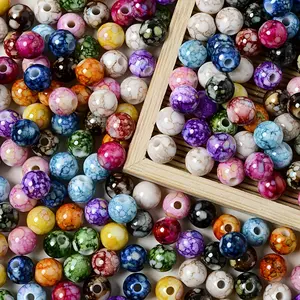 300/400/500/600pcs 8mm Cracked Acrylic Loose Spacer Beads, Used to Make Handmade DIY Beaded Bracelet Earrings Necklace Key Chain Accessories