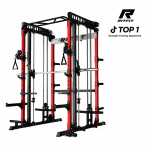 RITFIT M1 Pro/2.0 Multi-Functional Smith Machine Home Gym Rack, Modern Steel Frame, Powerful Storage System, Smooth Cable Crossover System, Lat Pulldown Machine for Strength Training, At Home Gym Equipment,summerwins
