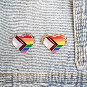 LGBTQ+ Gay Pride Rainbow Flag Enamel Pin You Can Be Yourself With Me Durable Lapel Pin for Backpacks Bags Suits T Shirts
