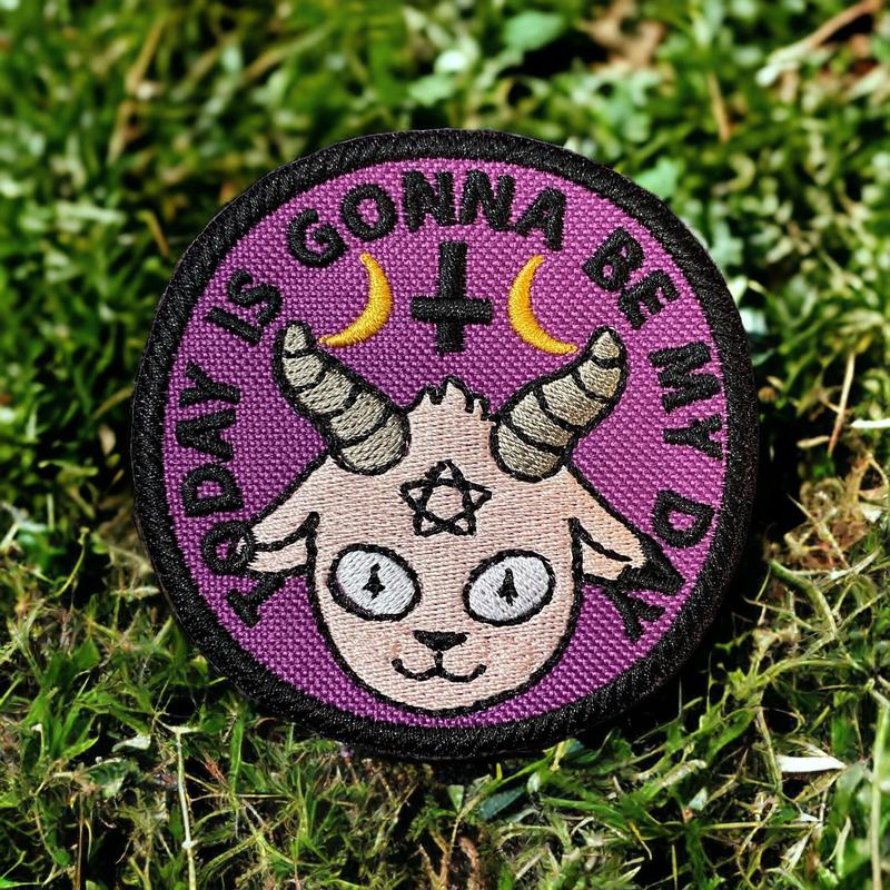 Today's the Day Baphomet Symbol Patch Divine Being Esoteric Emblem Pagan Gnostic Goat Symbol Iron-On Sew-On Patch for Jackets Bags Hats 3" 4" Sizes