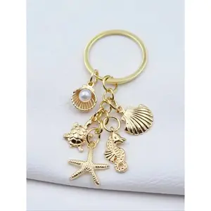 Charming Keychain Pendant, Sea Horse Starfish Shell Design, Unique Marine Life Accessory, Perfect Gift for Ocean Lovers & Beach Enthusiasts, Stylish Keychain, Trendy Cute Keychain