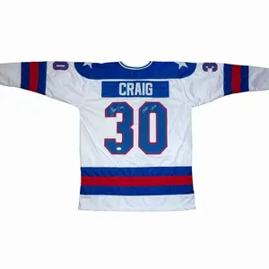 Jim Craig Autographed USA Hockey (White #30) Custom Stitched Jersey with 1980 Gold - JSA - Adult & Youth Sizes – Ice Hockey Fan Gear In All Colors