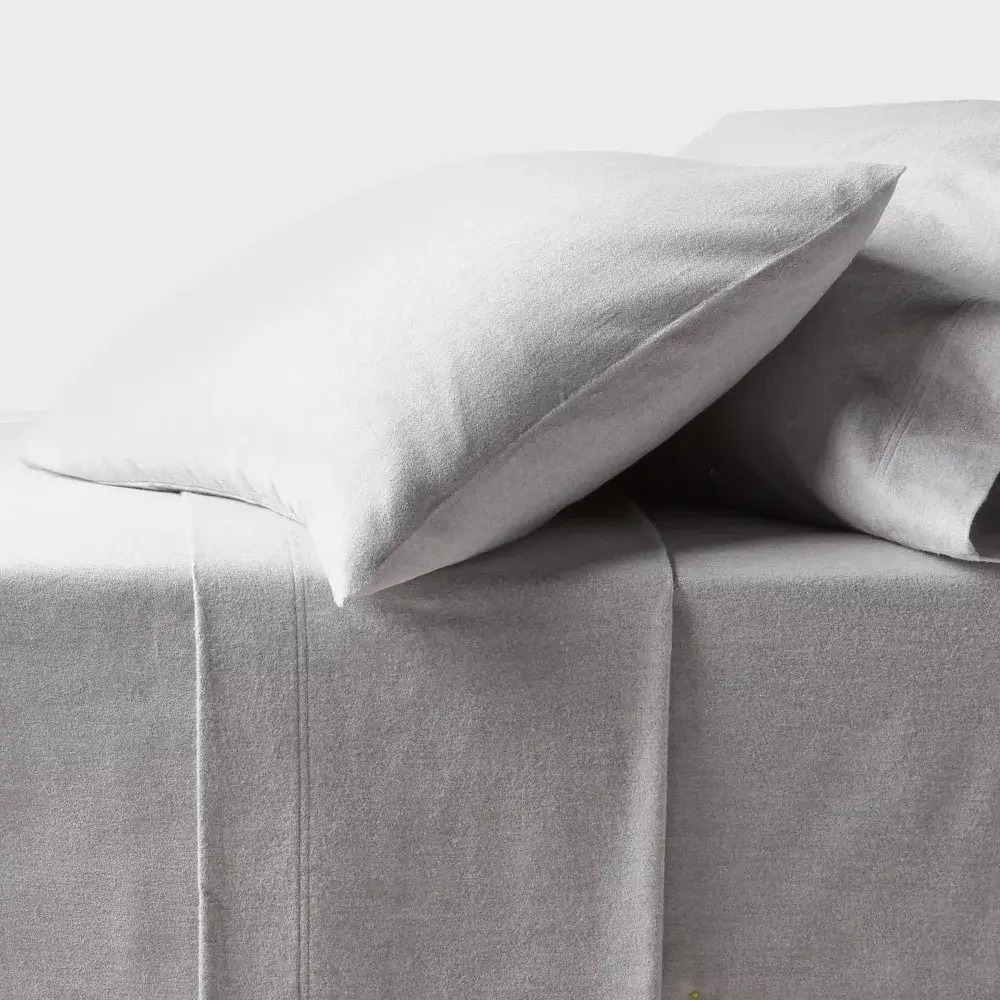 Full Ultra Soft Flannel Sheet Set Eco Melange Gray - Threshold