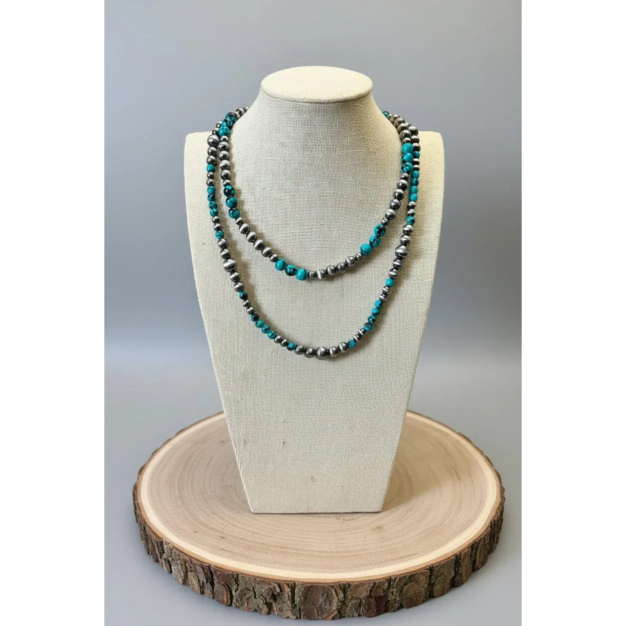 Desert Dream Western Layered Necklace Set — Faux Pearl & Turquoise (18" & 22")