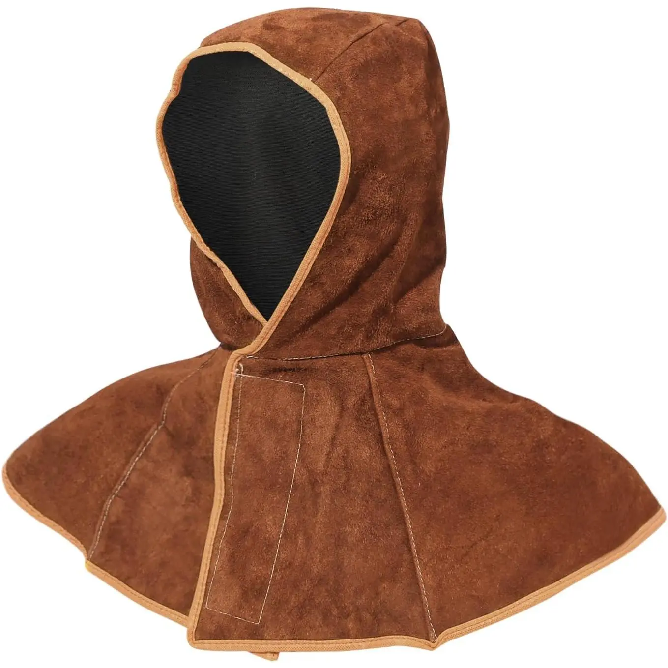 Hood with Shoulder Cape, Brown, Kevlar-Reinforced, Full Head Coverage Helmets, OSHA Compliant, Men &