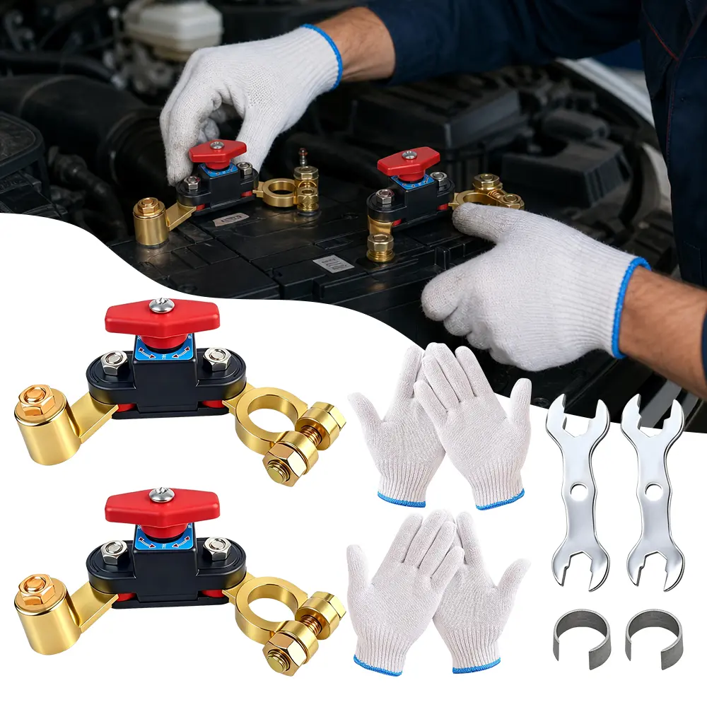 2PCS Car Battery Power Cut-Off Switch Breaker, Pure Copper Stable Transmission Adjustable High Conductivity 12v-24v Disconnect Switch Smart Car Switch for Truck Boat Car Supplies