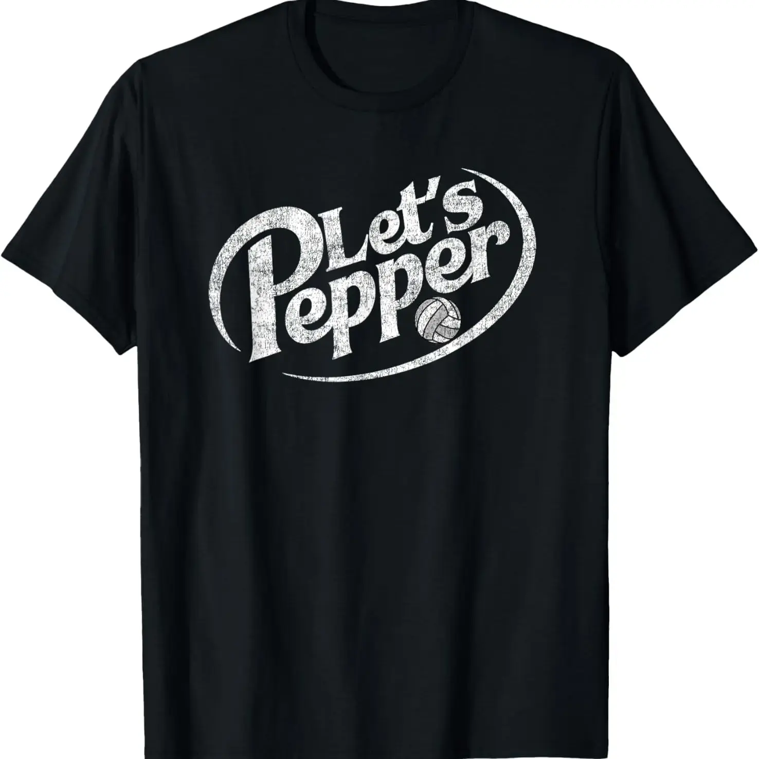 Cotton Unisex Volleyball Let's Pepper Practice Distressed Design Round Neck Short Sleeve T-Shirt Women's Men Graphic Tee