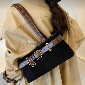 Tea Solid Color Suede Fabric Shoulder Bag, Women Retro Fashion Square Tote Bag With Top Double Handles Zipper Closure Handbag Suitable For Travel, Shopping, Dating, Women's Gift, Great For Commuting, Outdoor, Travel, Hiking