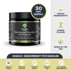 My Vida Origins Electrolyte Powder Enhanced w/ 2000mg of Potassium Citrate | Zero sugar Sweetened with Monk Fruit | Lemon Flavor - 30 Day Supply Supplement