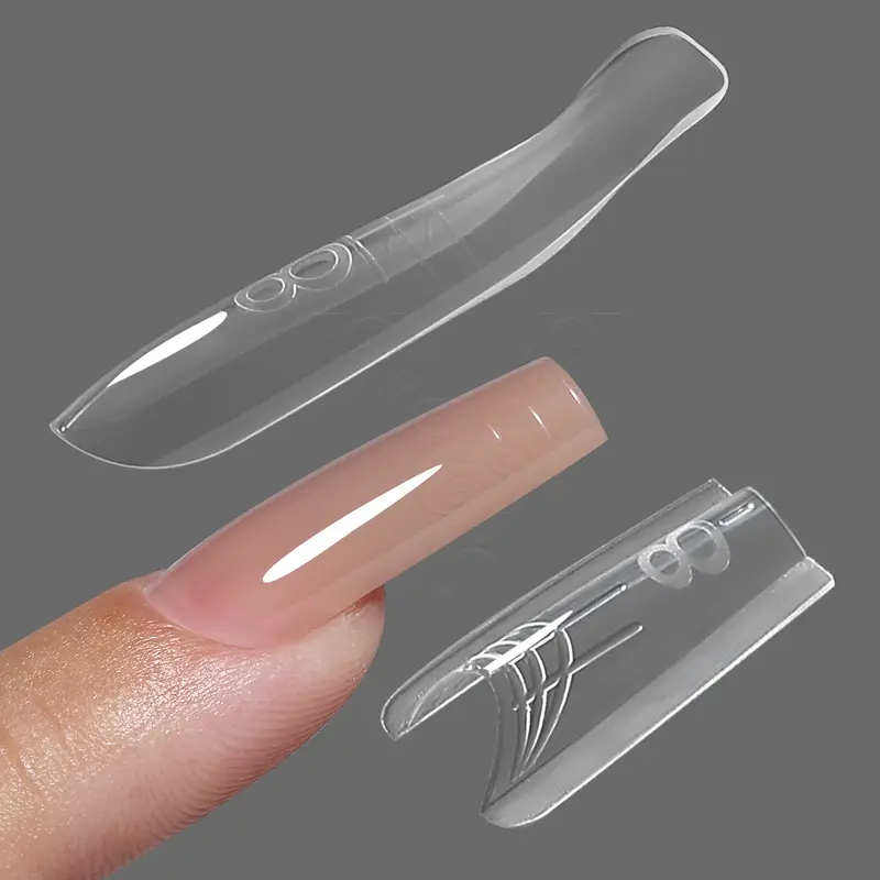 YOKEFELLOW Original Sandwich Nail Dual Forms W559 Short Coffin 240Pcs Nail Mold for Quick Nails Extension, No Paper Forms Needed, 15 Sizes Plastic Form, Salon Nail Art Tools