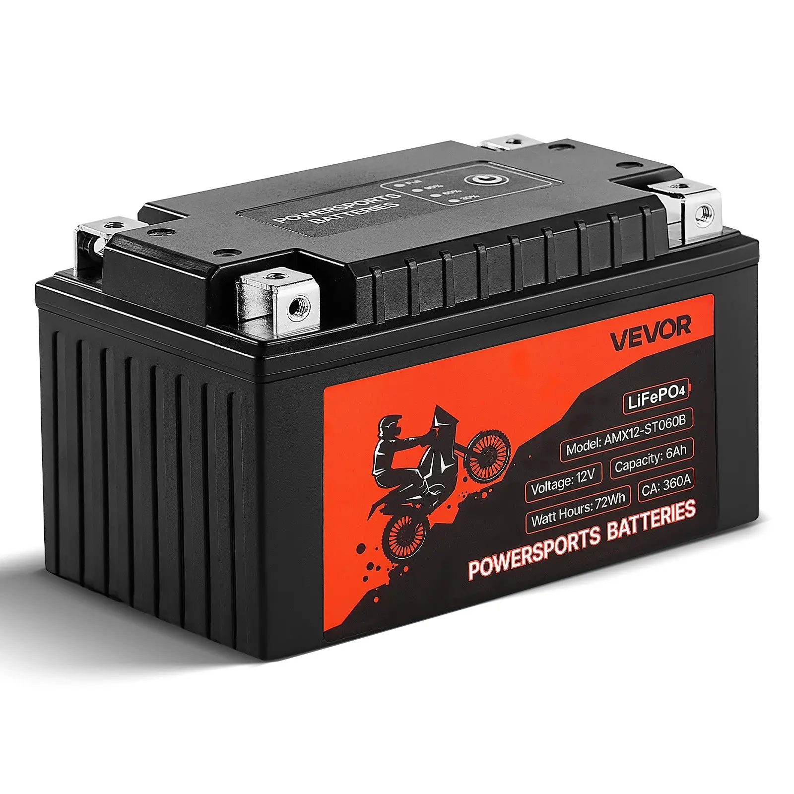 【Summerfinds】VEVOR 12V 6Ah LiFePO4 Lithium Motorcycle Battery, Compact Pre-Charged Maintenance-Free High-Cranking Toolless Install Powersports Battery for ATV, Jet Ski