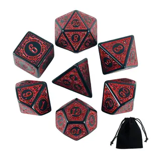 Vintage Multi-Sided Dice Set with Letter Details, Includes Velvet Bag, Perfect for D&d & Math Learning, Ideal Halloween & Christmas Gift