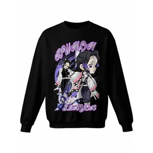 Demon Slayer Kimetsu No Yaiba Shinobu Kochō Crewneck Sweatshirt  Crew Neck Hoodless Sweat Shirt for Women Men Loose Fit Comfy Casual Funny Unisex Graphic Pullover  Long Sleeve Pull Over Fashion Top,Cotton Blend Gift For Fan Manga Anime Lover YTK00081