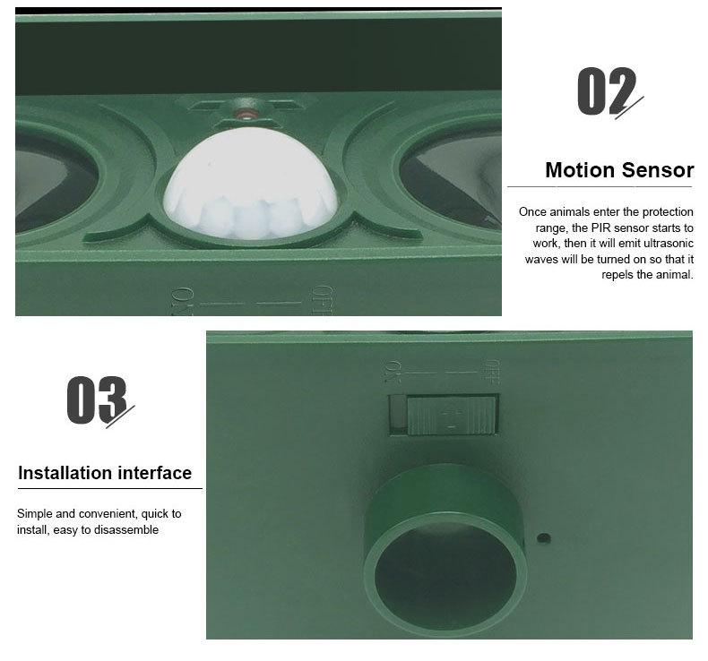 4-Pack Solar Ultrasonic Animal Repellent - Deter Deer, Rabbits, Squirrels for Yard Garden