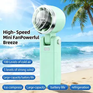 Handheld portable turbine fan, speed (1-199), 5000mAh rechargeable personal fan, mini yet powerful, small pocket fan, suitable for travel/outdoors/home/office