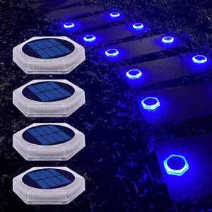 5 Years Lifespan Solar LED Step Lights, Outdoor Garden Lighting, Waterproof IP68 Solar Garden Deck Light, Auto ON/OFF, Anti-pressure 5 Tons, Solar Charge 6 hours, Runtime 16+ hours, Outdoor Solar Wall Lights Suitable for Stairs Yard Patio