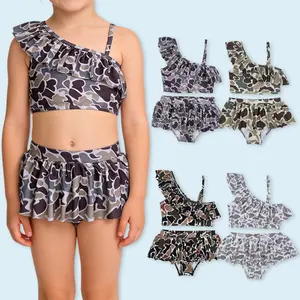 Camouflage Kids Girls Two Pieces Summer Swimsuit - Comfortable Fit, Breathable Versatile Design, Ideal for Summer Beach Wear,Toddle Swimwear,Bikini Set