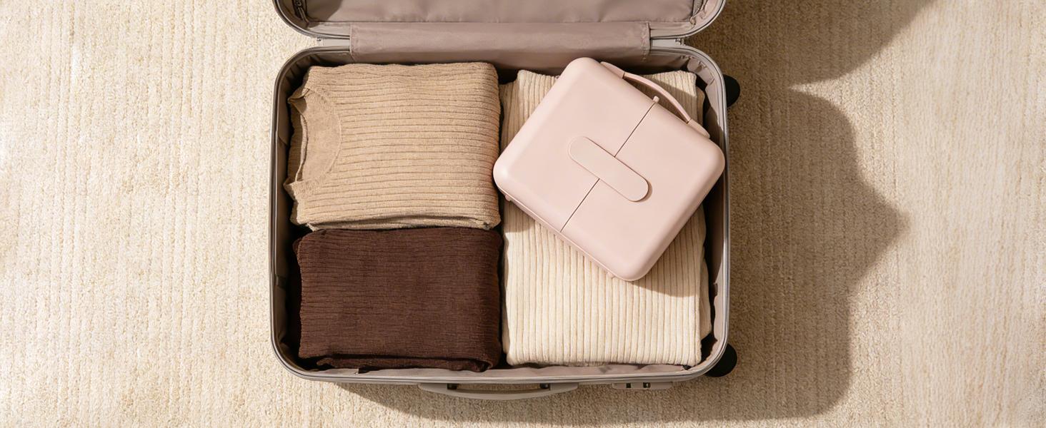 All-in-One Makeup Bag with Magnetic LED Mirror, Portable Travel Makeup Bag, 3 Color Lighting Modes, Rechargeable Makeup Artist Organizer, Moving Vanity Case Cosmetic Organizer for Women & Girls, Adjustable Brightness,  Large Capacity Gift for Her