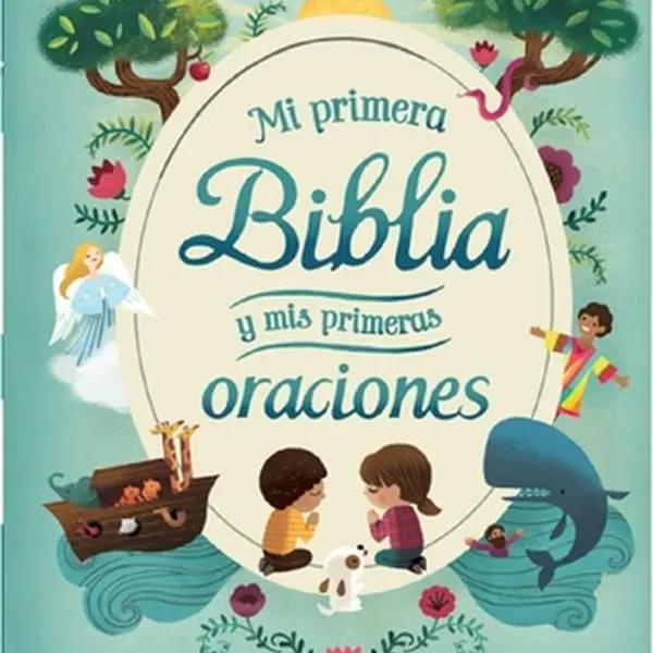 Toddler Christian Hardcover Bible - Mi Primera Biblia Y MIS Primeras Oraciones by Rachel Moss, 28 Old Testament Stories, Spanish Prayers, for Ages 3-8, Kids' Humanities Book, Gorgeous Art, 8.2in H x 6.5in L x 1.3in W, Birthday Gift