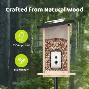 Birdfy Feeder Ebony - Wooden Smart Bird Feeder