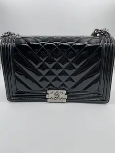 Pre-owned CHANEL PATENT Shoulder Bags SILVER HARDWARE SHOULDER BAG