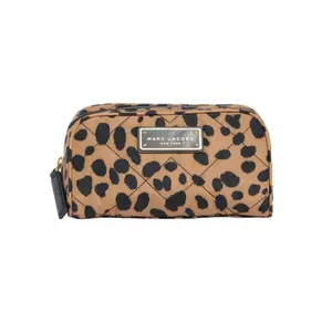 MARC JACOBS Quilted Nylon SLGS Leopard Print Makeup Bag with Zipper Closure Durable Design for Travel and Daily Use